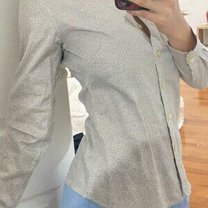 Banana republic button down leopard animal print grey and white